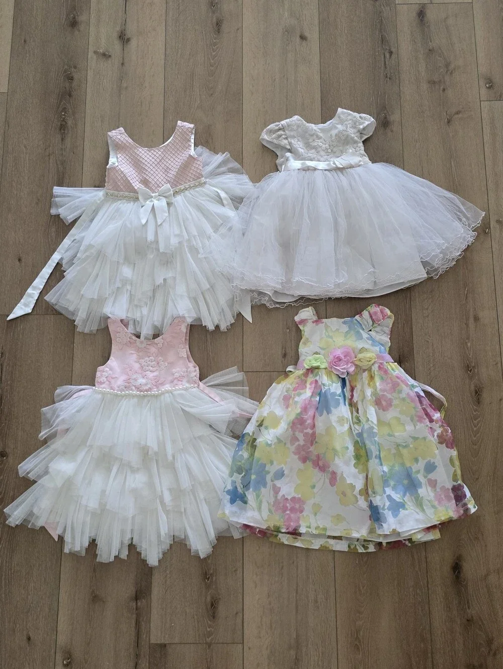 American Princess Pink White Tulle Girl Dresses Lot Bundle Elegant Ruffled 4 5
